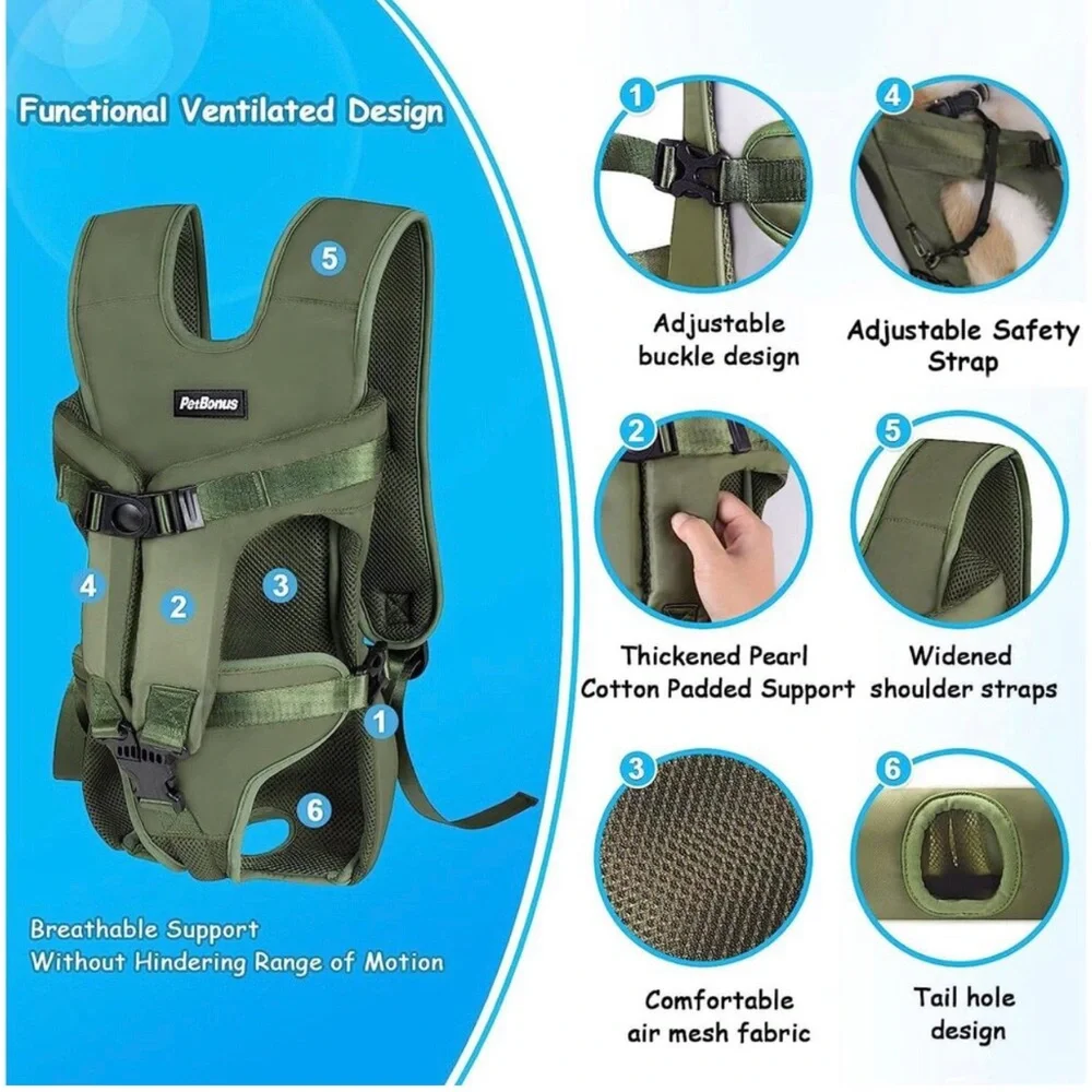 Olive Green Chest Carrier Dig Backpack Small to Medium Up to 30lbs